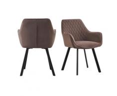 SalesFever »Cristobal« Armlehnstuhl 2er-Set braun aus Samt