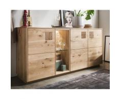 Massivholz »Davos« Sideboard III Wildeiche natur geölt / mit Beleuchtung