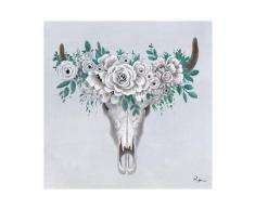 La Casa »Schädel mit Blumenschmuck II« Ölbild handbemalt 100x100 cm auf Leinwand