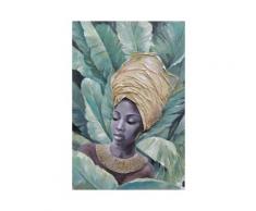 La Casa »African Lady mit gelbem Turban« Ölbild handbemalt 80x120 cm auf Leinwand