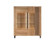 Massivholz »Ascona« Highboard V 140x160x45 cm / Rückwand Standard / ohne Inlay / mit Beleuchtung