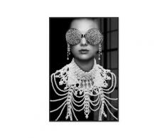 La Casa »Lady with pearl necklace« Glasbild mit Strassapplikation 80x120 cm gerahmt