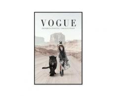 La Casa »Walk with Puma« Glasbild mit Strassapplikation 80x120 cm gerahmt