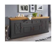 3S Frankenmöbel »Country« Massivholz Sideboard l grau WZ-0133 / B 209 x H 88 x T 42 cm