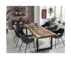 SIT Baumkante massiver Suarholz Esstisch 250x90 cm / Stahl schwarz