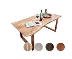 SIT Tops & Tables »Slim« Esstisch Massivholz Akazie Baumkante 160x85 cm / Eisen antikschwarz