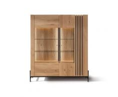 Massivholz »Ascona« Highboard Metallfüße / mit Beleuchtung