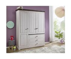 3S Frankenmöbel »Jolina« Massivholz Kleiderschrank 3-türig, weiss gewachst