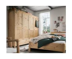 Massivholz »Solvita« Kleiderschrank 4-türig Kiefer gelaugt