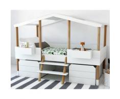BLN Kids »Piloti« Kinderbett weiß, natur / mit 2 Schubladen inkl. Lattenrost