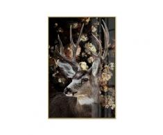 La Casa »Deer profile in a shower of flowers« Glasbild 80x120 cm gerahmt