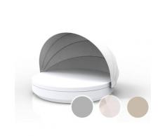 Vondom »VELA« Outdoor Daybed rund inkl. Faltdach White mit Bezug Silvertex White 4004 / Basic Matt / Sunvision Silver