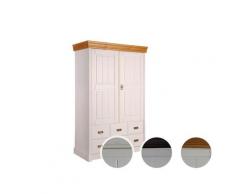 3S Frankenmöbel »Country« Massivholz Wäscheschrank SZ-0132 / B 120 x H 190 x T 55 cm / Weiss