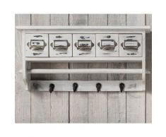 die Faktorei »Vintage« Wandregal White 5 Schubfächer, 4 Haken, 1 Kleiderstange