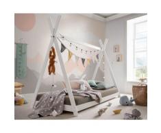 INFANSKIDS »Pinocchio« Tipi-Bett weiß Buche weiß lackiert / Stoffdach Rosa / Federrost