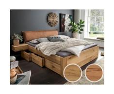 Forestales »Cleveland« Massivholzbett II 200x200 cm / Wildeiche / mit Bett-Schubladen-Set