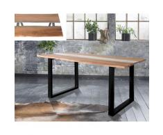 WOLFMÖBEL »Guru« Massivholz Baumkante Esstisch mit Glaseinsatz