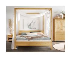 Massivholz »Solvita« Himmelbett laugenfarbig 160x200 cm / mit Tüllstoff