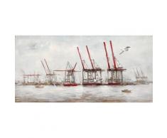 La Casa »Skyline Hamburg-Containerkräne« Ölbild handbemalt 140x70 cm