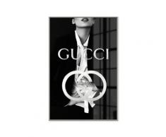 La Casa »Lady in smoking« Glasbild mit Strassapplikation 80x120 cm Rahmen in silber