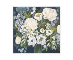 La Casa »Blumenstrauß blau weiß« Ölbild handbemalt 100x100 cm auf Leinwand