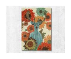 La Casa »Hirsch mitte Sonnenblumen« Ölbild handgemalt 70x100 cm