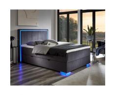 meise-möbel »Colorado« Boxspringbett inkl. Bettkasten 120x200 cm / Stoffbezug anthrazit / Holzfuß silber