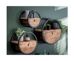 designline »Runde« Massivholz Wandregal mit Schublade Ø 50x25 cm