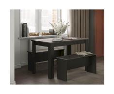 TemaHome »Nice« Esstisch mit zwei Bänken Schwarz Concrete Set