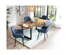 SalesFever »Lando-Leo« Esszimmergruppe Akazie dunkelblau Esstisch 160x85 cm