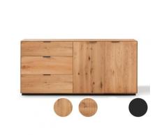 Massivholz »Lugano« Sideboard III mit Holzsockel Hobelschlag Front / Hobelschlag Front