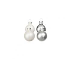 Weihnachtskugeln aus Glas, weiß, silber, 3 cm Ø, 12 Stück