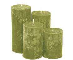 Rustikale Kerzen, grün, abgestuft, 4 Stück