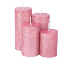 Rustikale Kerzen, rosé-metallic, abgestuft, 4 Stück