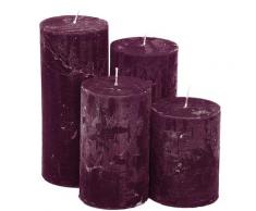 Rustikale Kerzen, weinrot, abgestuft, 4 Stück
