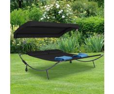 VCM Doppelliege Gartenliege "Bindox" Schwarz