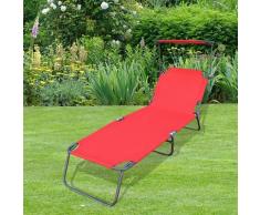 VCM Sonnenliege mit Dach Rot