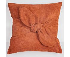 Cord-Kissenhülle mit Schleife Eldo hellbraun 45x45 cm