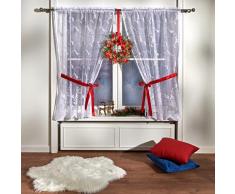 Gardine im Retro-Stil mit Satinband, 2-tlg.