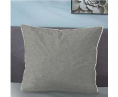 biberna Melange-Flanell Kopfkissenbezug MELANGE UNI sturmgrau, 40x40 cm