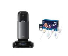 eufy Wisch‑/Saugroboter S1 Pro HydroJet +eufy Festinstallierte Außen‑Lichterkette E22, 30m, 60 Triple‑LEDs