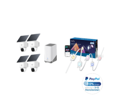 eufyCam Solo E30 4-Kamera-Set mit HomeBase 3 & Außen-Lichterkette E22