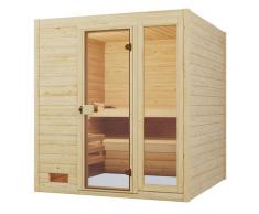 Sauna WEKA "Massivholzsauna VALIDA 3", beige (natur), Bio-Ofen, externe Steuerung, 7,5 kW, Saunen, Blockbohlen, Fensterelement, moderne Ganzglastür