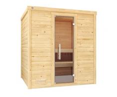 Sauna WEKA "Massivholzsauna BERGEN 2", beige (natur), Bio-Ofen, externe Steuerung, 7,5 kW, Saunen, Blockbohlen, moderne Ganzglastür