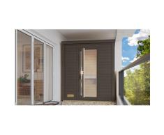 Saunahaus KARIBU "»Talo 0« mit Iso-Tür, terragrau", grau (terragrau), ohne Ofen, ohne Steuerung, (ohne Ofen), Saunen, Mit 9 kW Ofen und integrierter Steuerung