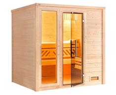 Sauna WEKA "Massivholzsauna BERGEN 1.8", beige (natur), Saunaofen, integrierte Steuerung, 5,4 kW, Saunen, Blockbohlen, naturbelassenes Fichtenholz