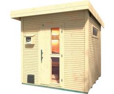 Saunahaus WEKA "Kuopio", beige (natur), Bio-Ofen, externe Steuerung, 9 kW, Saunen, 9 kW Bio-Ofen mit analoger Steuerung