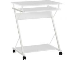 Computertisch INOSIGN "ERVIE, Rolltisch, Laptoptisch", weiß (weiß, schwarz, weiß), B:60cm H:73cm T:48cm, Tische, stabiles Metallgestell, mit Tastaturauszug, 60x73 cm