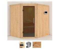 Sauna KARIBU "Siirin", beige (naturbelassen), Saunaofen, externe Steuerung, 9 kW, Saunen, Ofen 9 KW externe Strg easy
