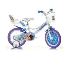 Kinderfahrrad DINO "Snow Queen Eiskönigin" Gr. 30, weiß, Fahrräder, Kinder, 30cm, 16 Zoll (40,64cm), mit Stützrädern, Korb und Puppensitz